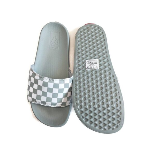 VANS Mens Size 8 La Costa Slide On Sandal Shower Slide Gray Green Checkerboard - Picture 7 of 8